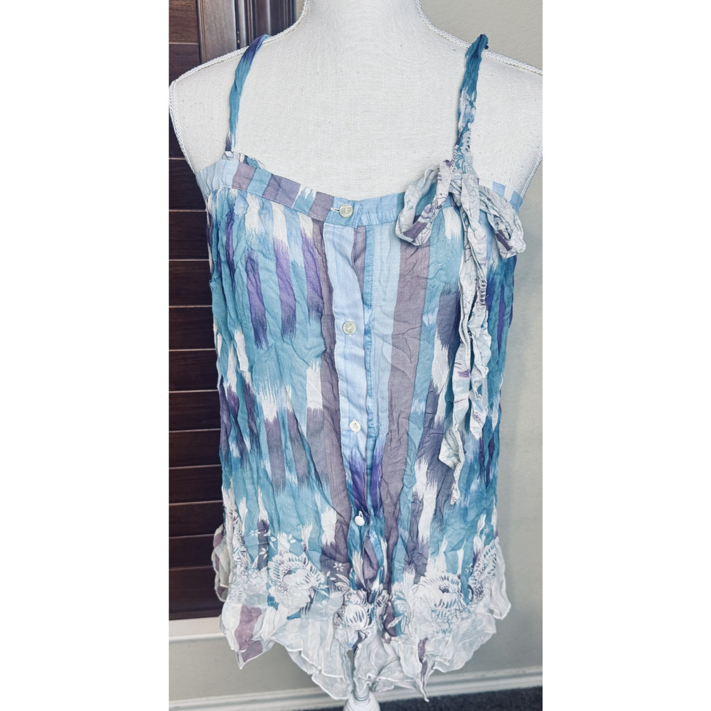 Kimchi‎ Blue Womens Top Silk Cami sheer watercolor Sz M Fairy Flowy Romantic